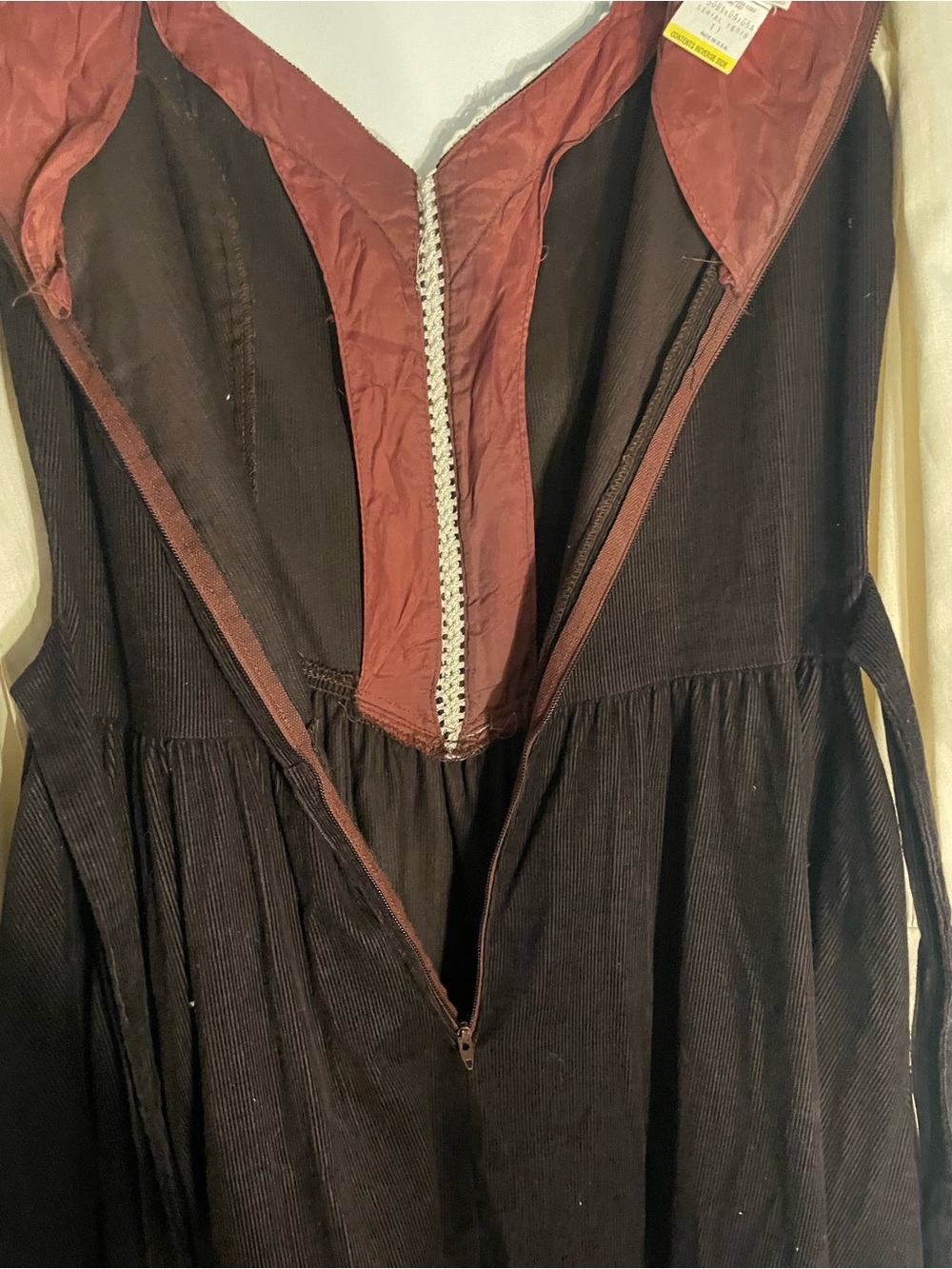 Gunne Sax Brown Corduroy 70s Prairie Midi Dress - Picture 7 of 8